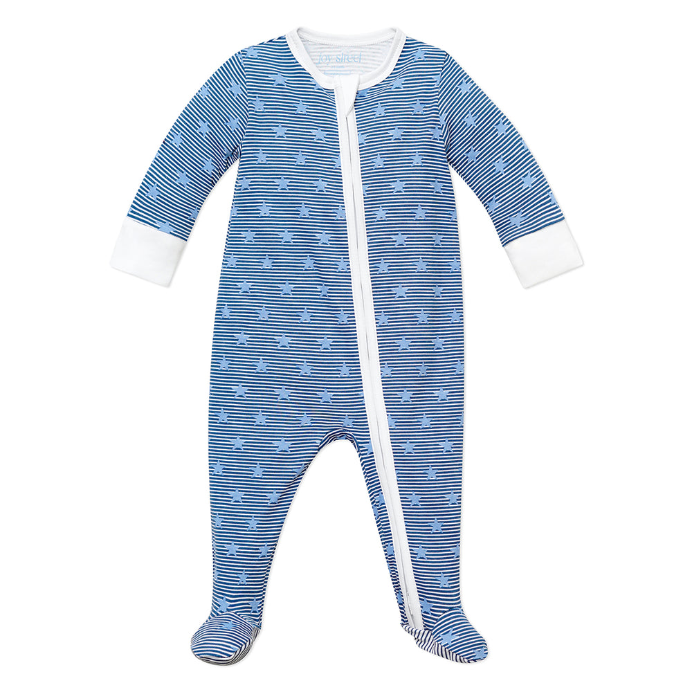 Baby Stars & Stripes Zip Onesie in Navy