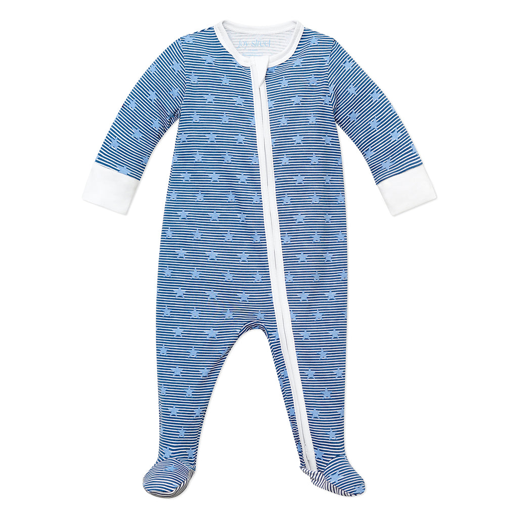 Baby Stars & Stripes Zip Onesie in Navy