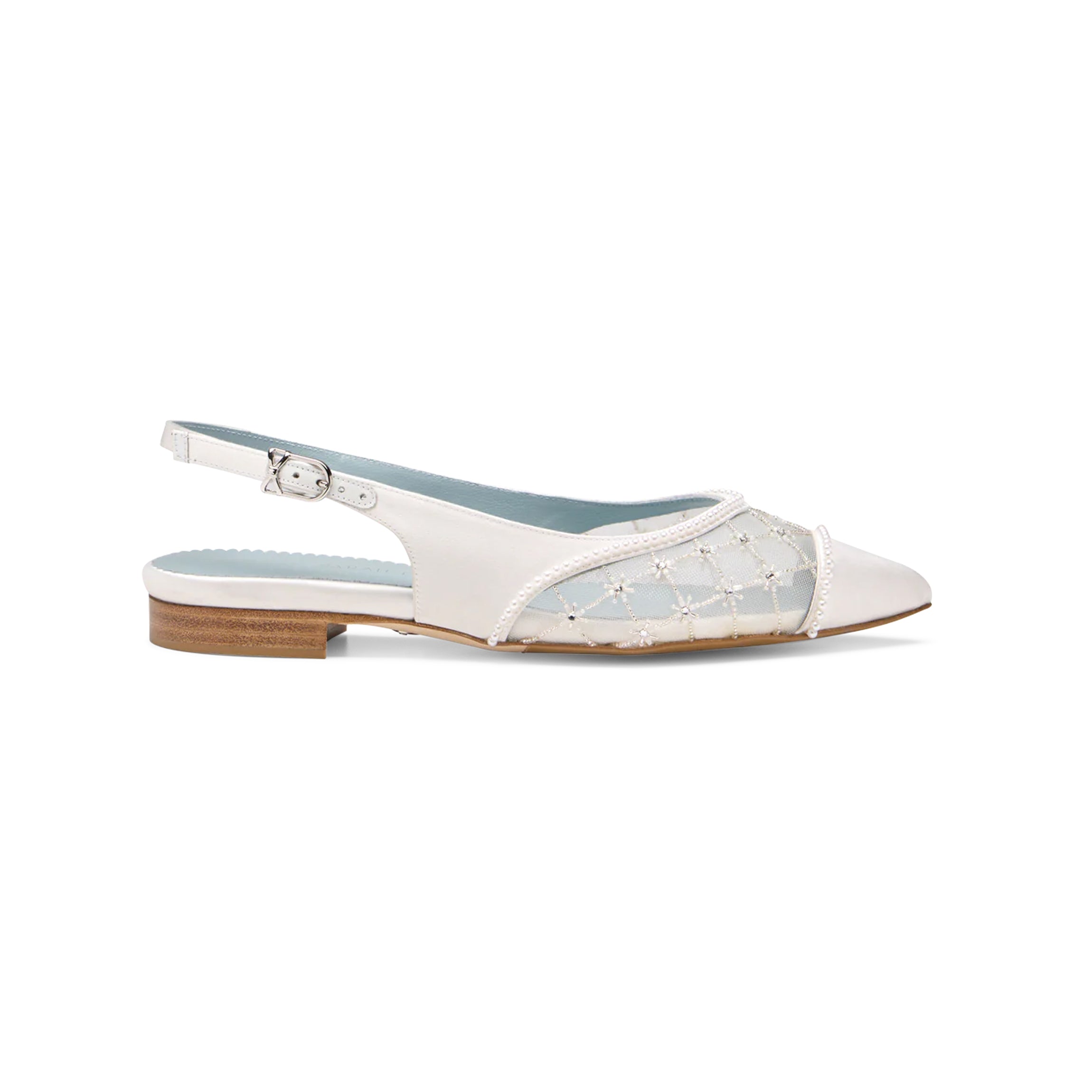 Stella Slingback Flat in White Satin