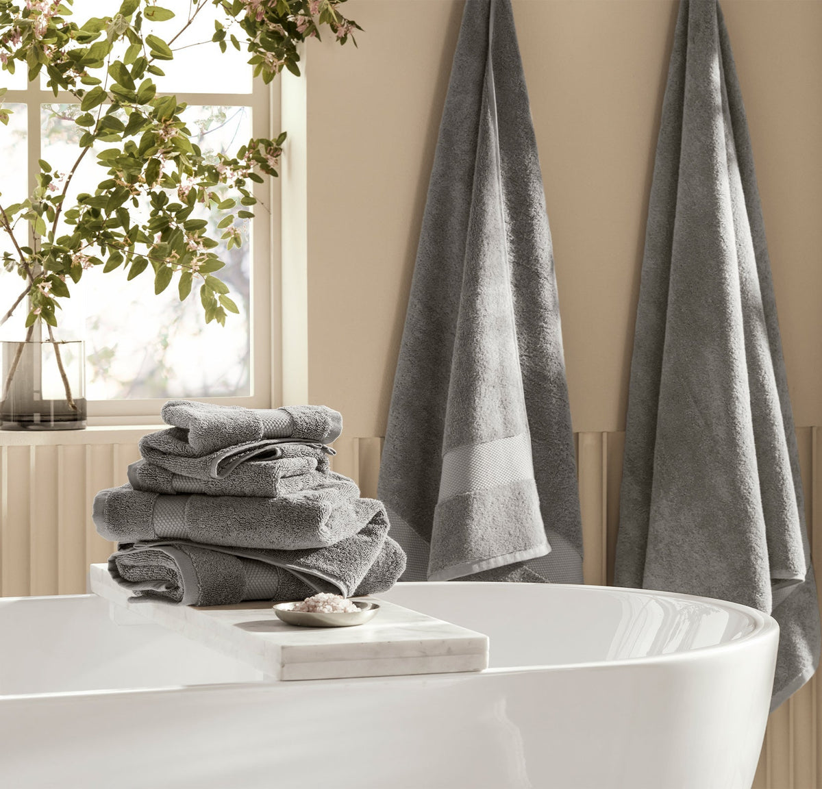 Plush Bath Sheet Set in Stone