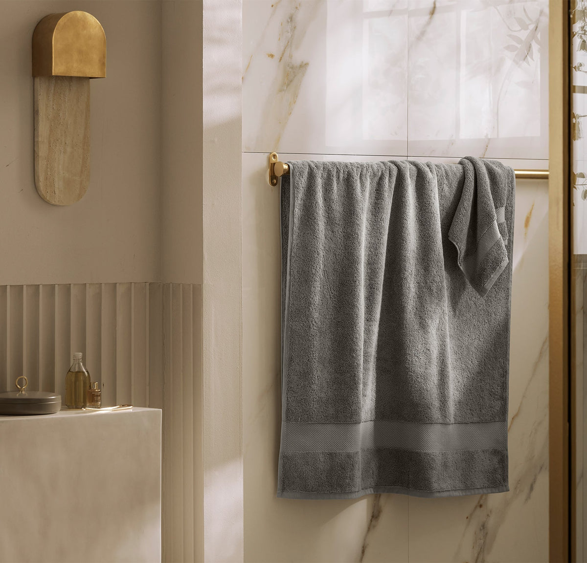 Plush Bath Towel in Stone