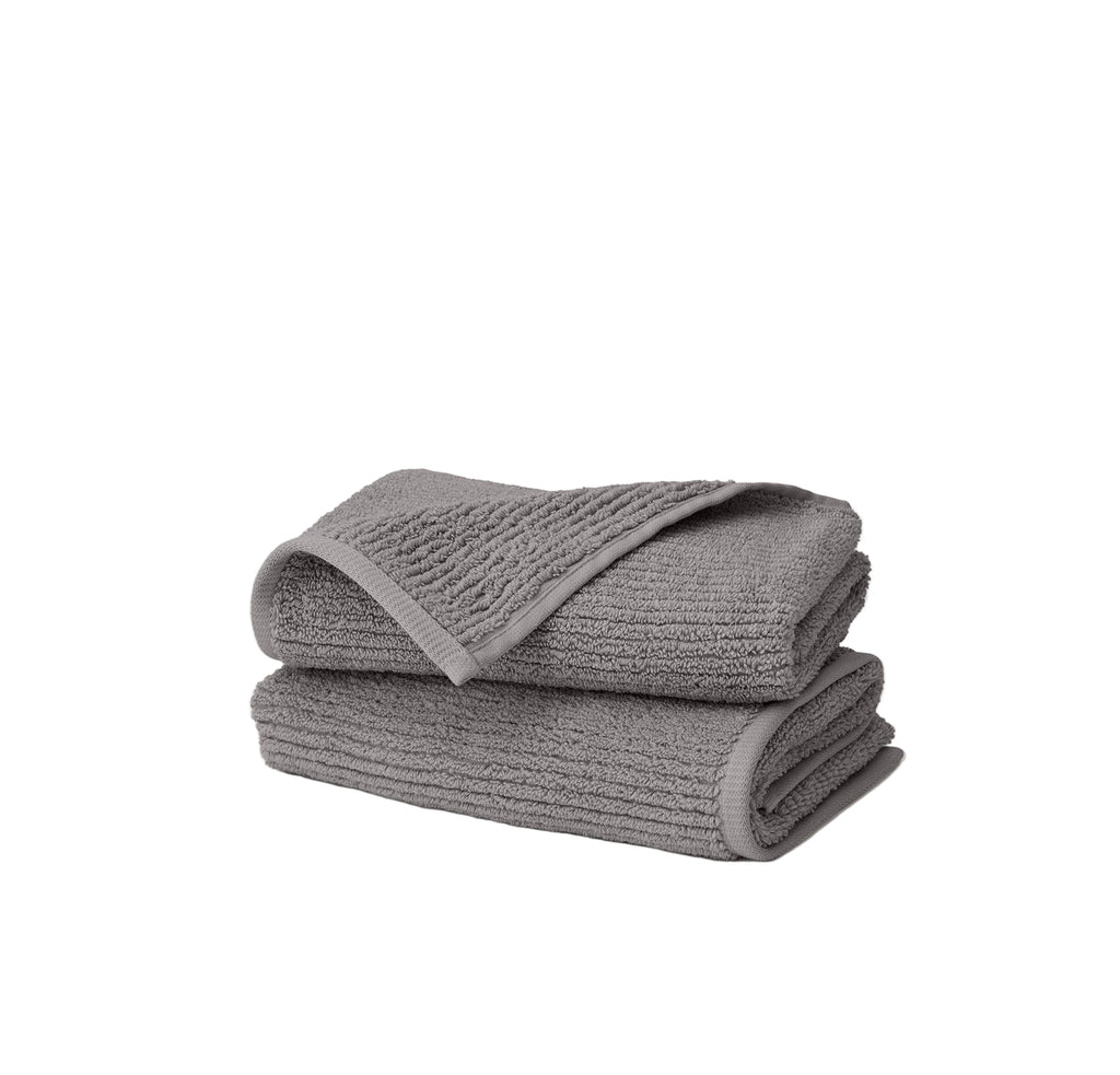 Turkish Ribbed Hand Towel in Stone, Set of 2