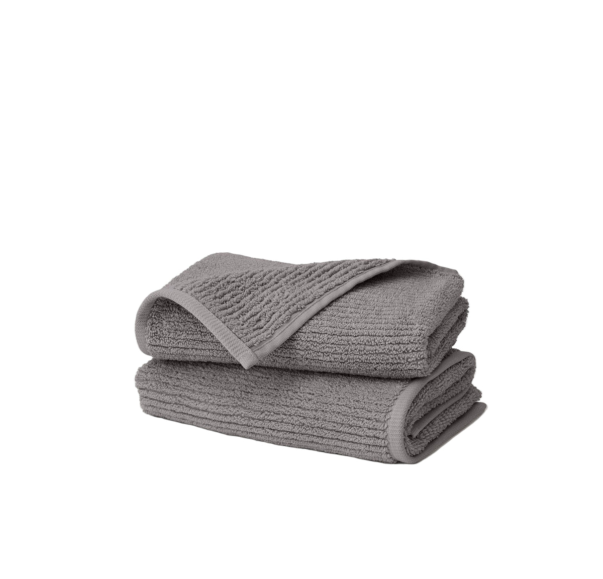 Turkish Ribbed Hand Towel in Stone, Set of 2