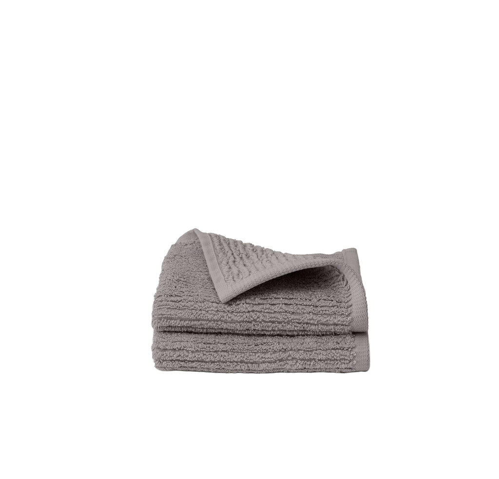 Turkish Ribbed Washcloth in Stone, Set of 2