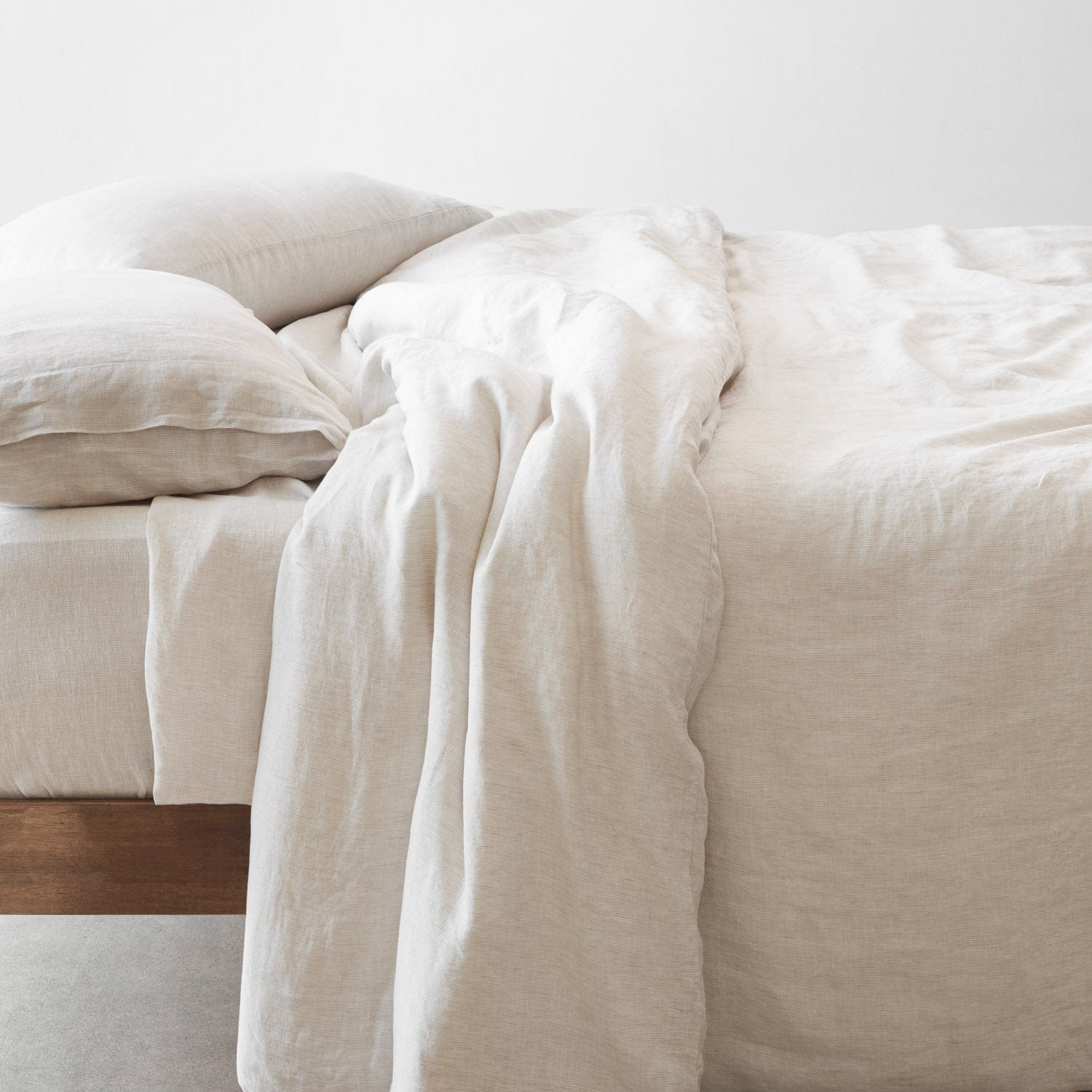 Stonewashed Linen Duvet Cover- Sand Thin Stripe - KING