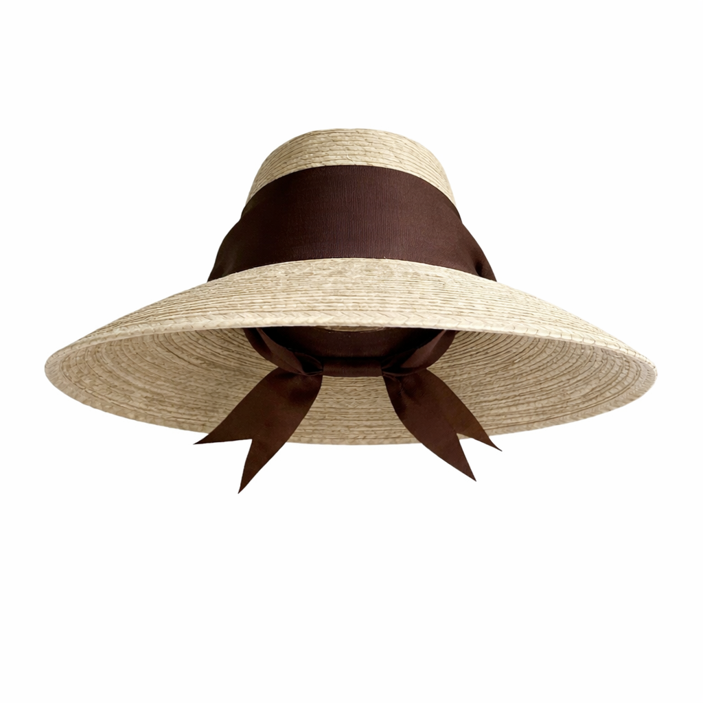 Wildflower Sun Hat in Chocolate Brown Wide & Short Grosgrain Ribbon