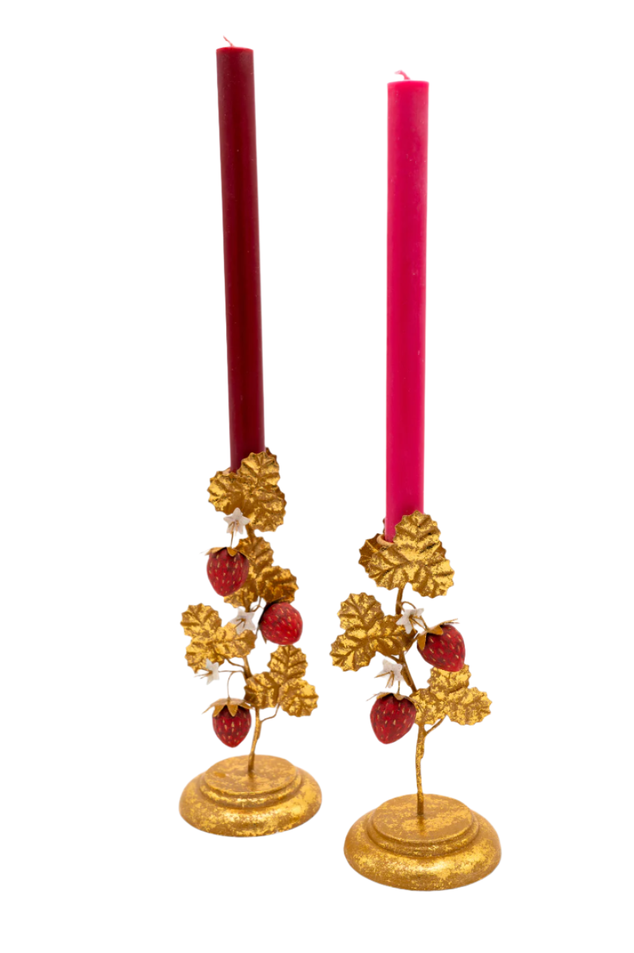 Strawberry Candleholders in Gold