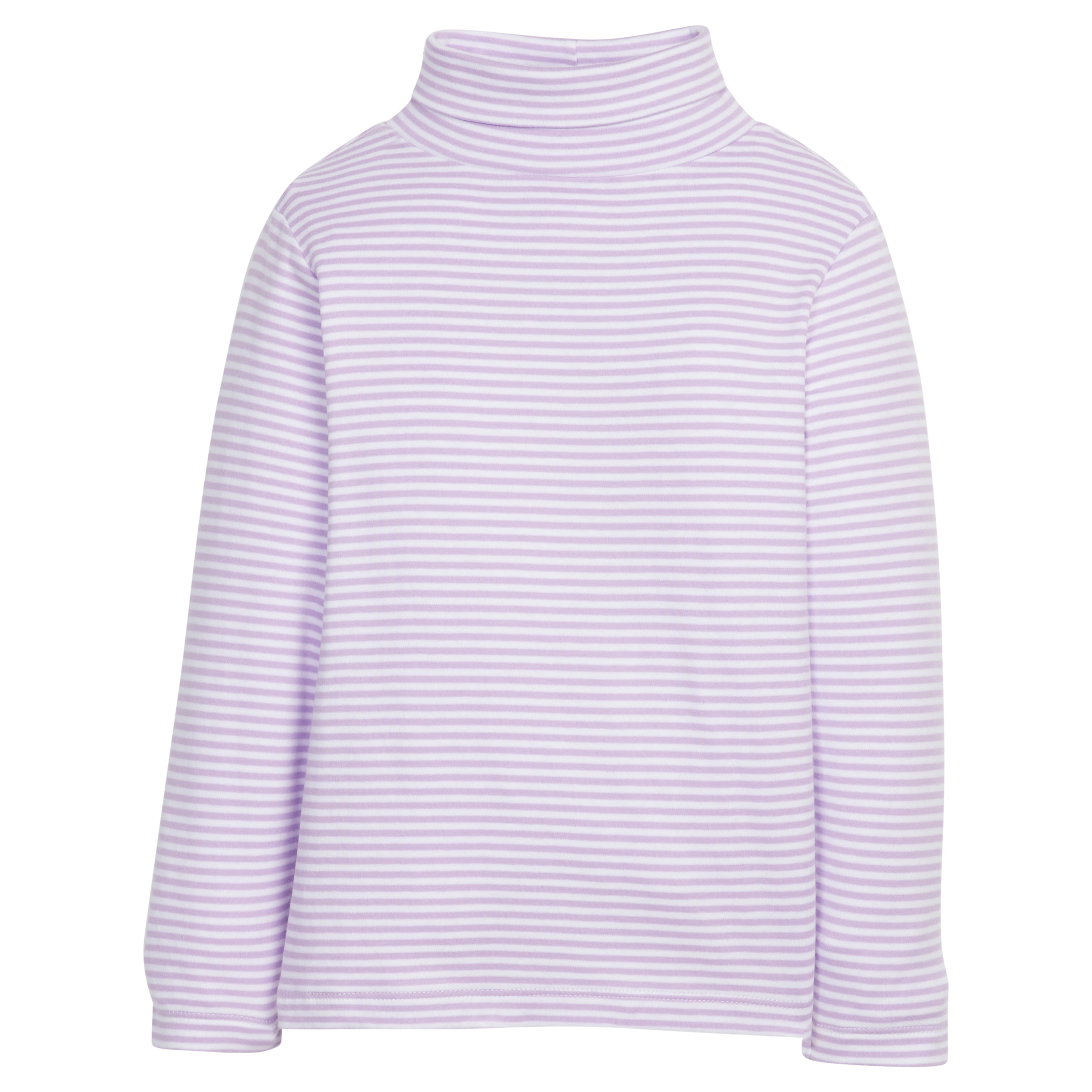 little english classic chidlrens clothing, lavender and white striped turtleneck for girls