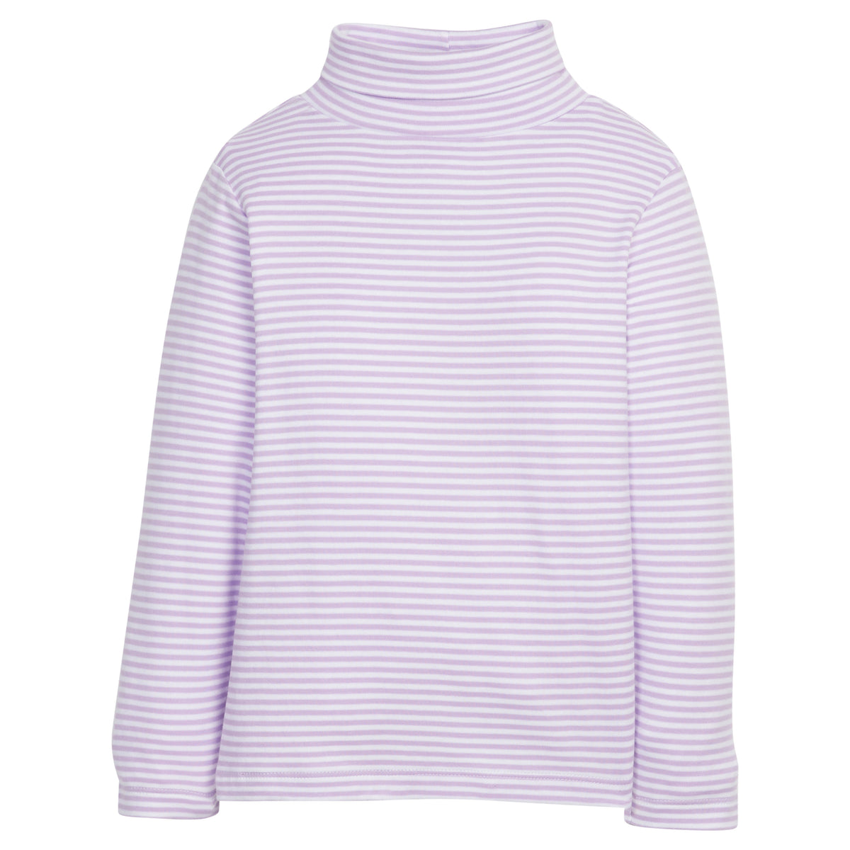 little english classic chidlrens clothing, lavender and white striped turtleneck for girls