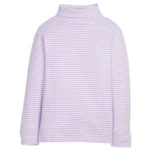 little english classic chidlrens clothing, lavender and white striped turtleneck for girls