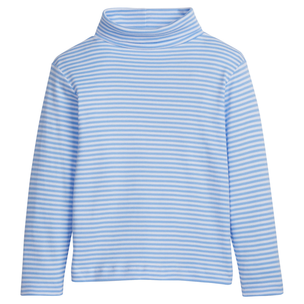 little english classic childrens clothing, light blue and white striped turtleneck for boys and girls