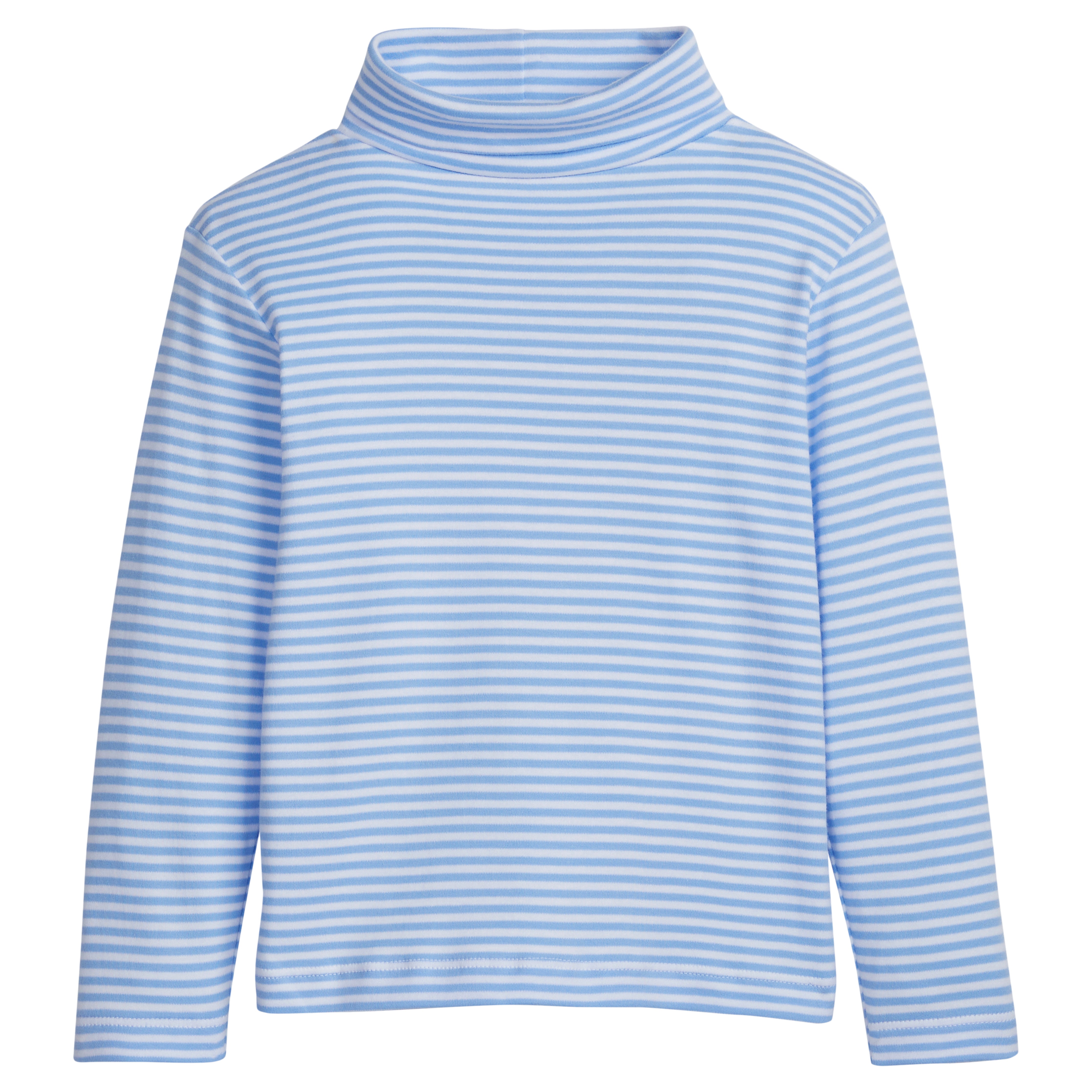 little english classic childrens clothing, light blue and white striped turtleneck for boys and girls