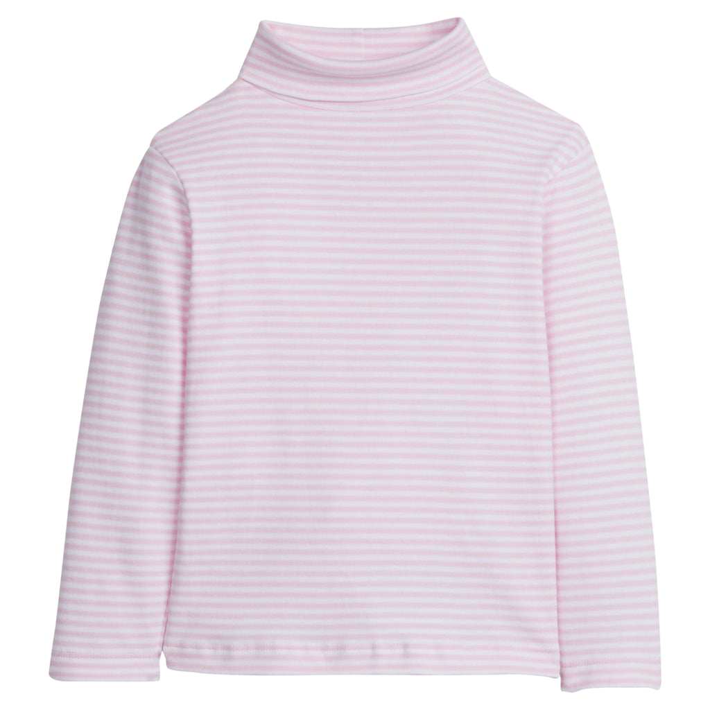 little english classic childrens clothing, girls light pink and white striped turtleneck