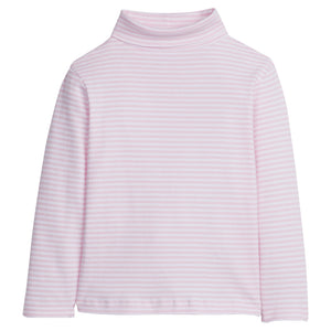 little english classic childrens clothing, girls light pink and white striped turtleneck