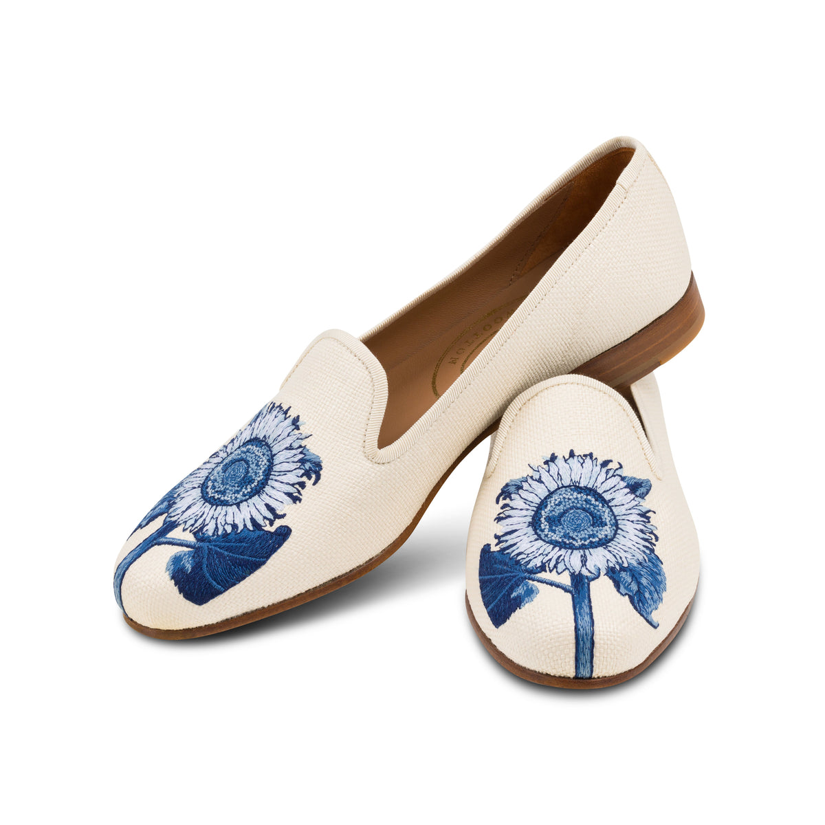 Our sunflower panama slipper on a white background.