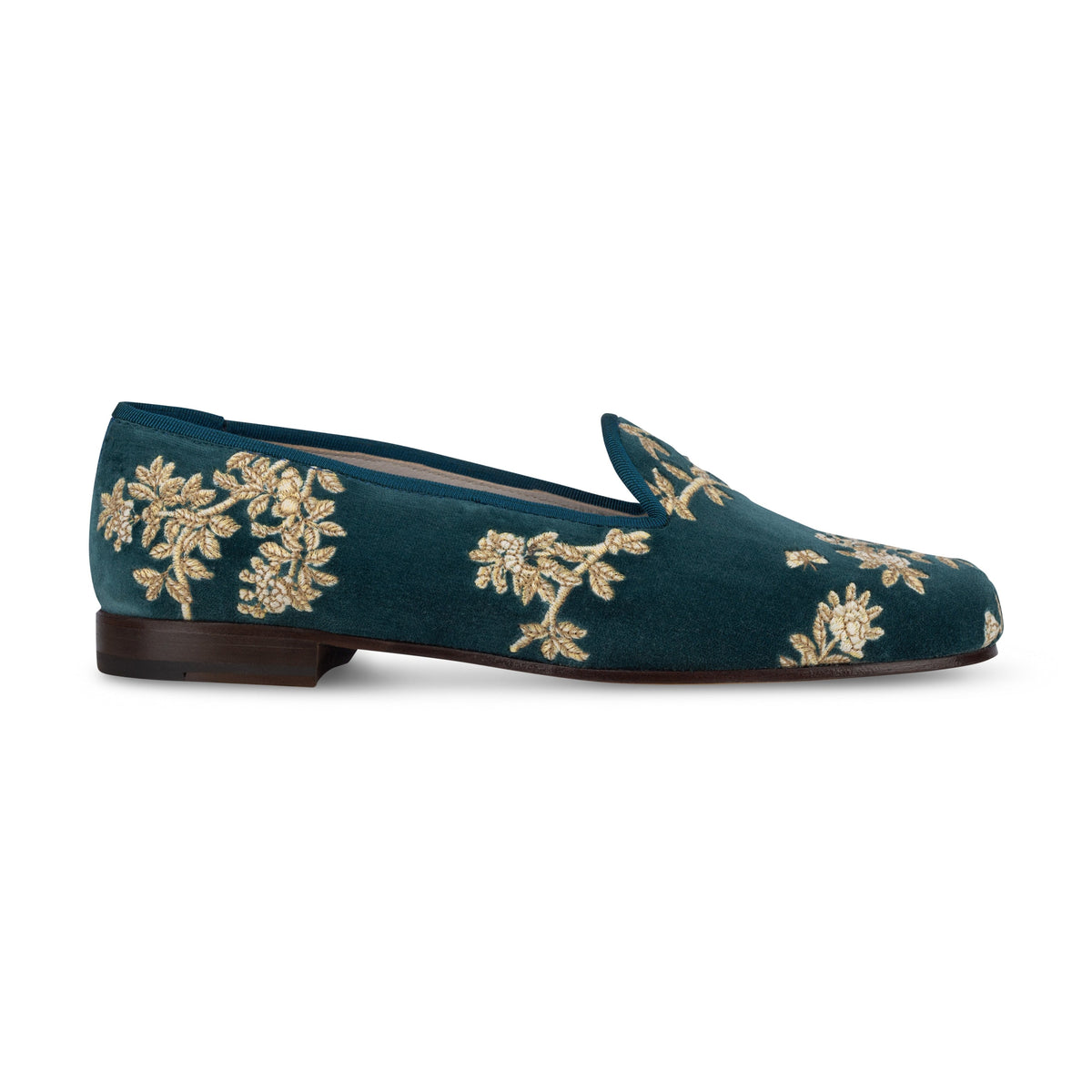 Our Marble Shimmer Peacock Velvet Slipper (Women) item is photographed here against a white background.