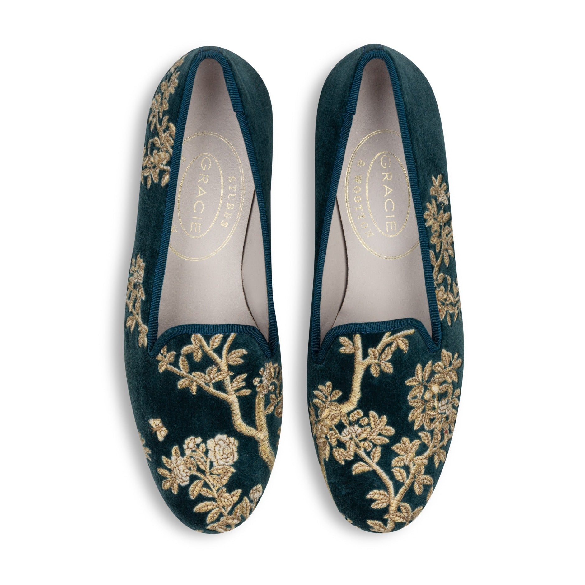Our Marble Shimmer Peacock Velvet Slipper (Women) item is photographed here against a white background.