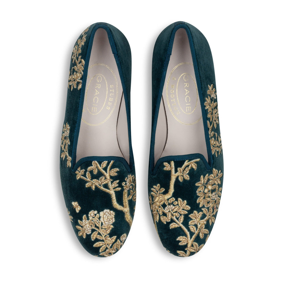 Our Marble Shimmer Peacock Velvet Slipper (Women) item is photographed here against a white background.