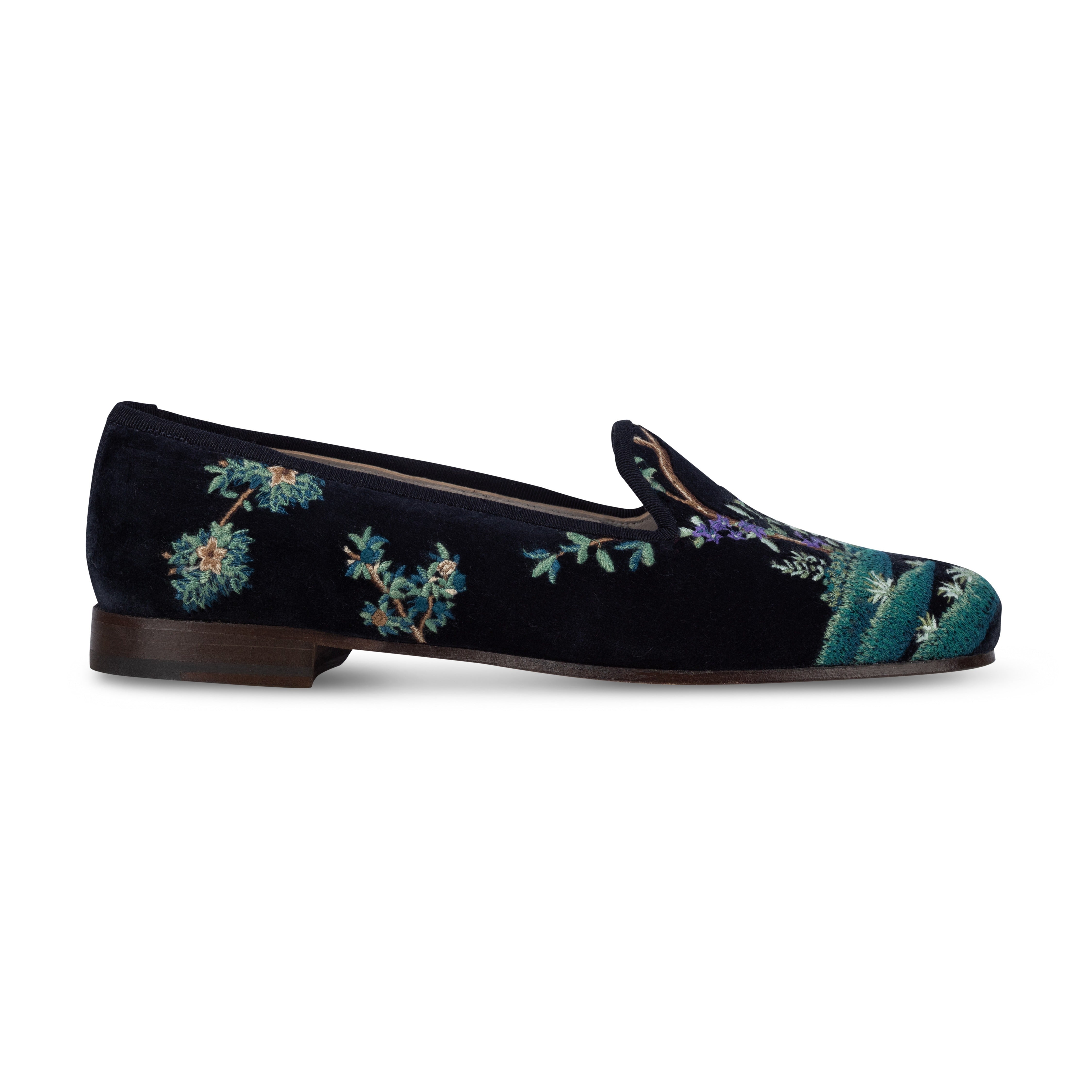 Midnight Grove Navy Velvet Slipper