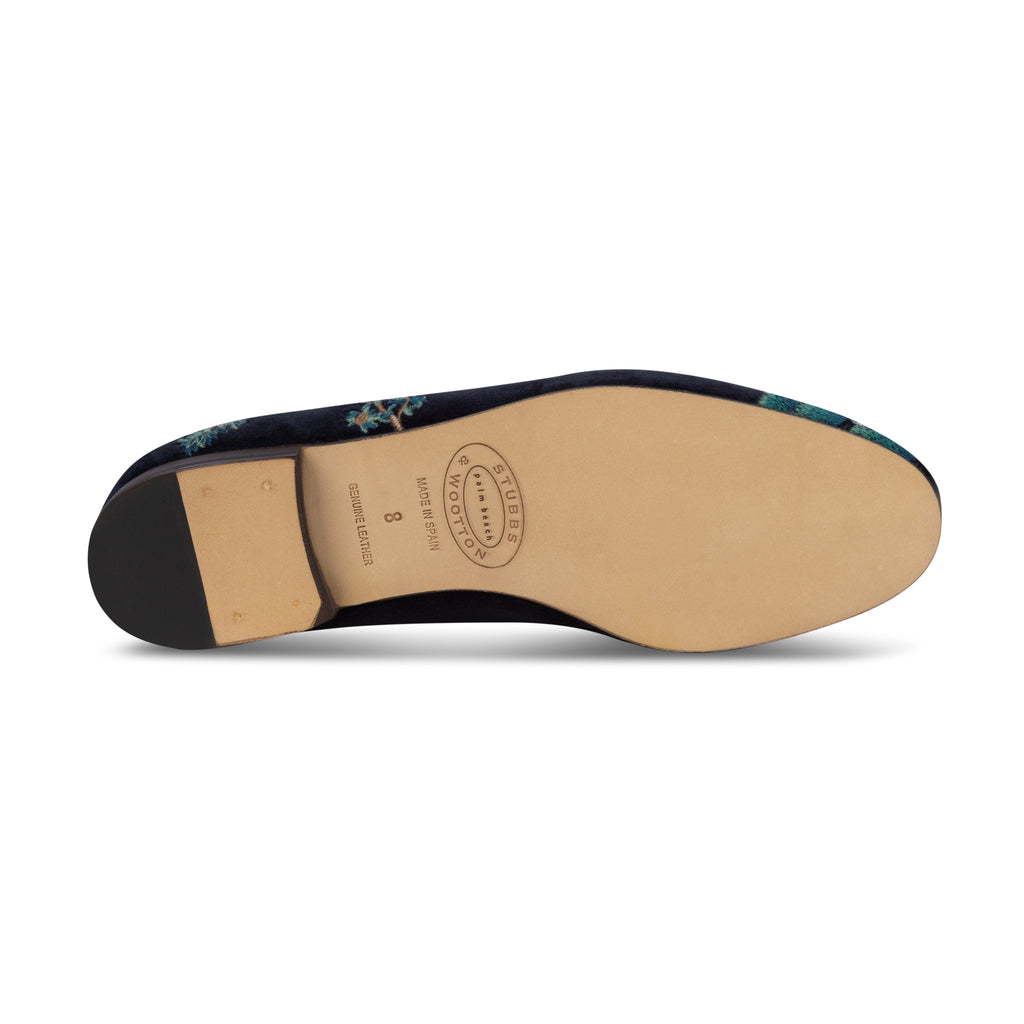 Midnight Grove Navy Velvet Slipper