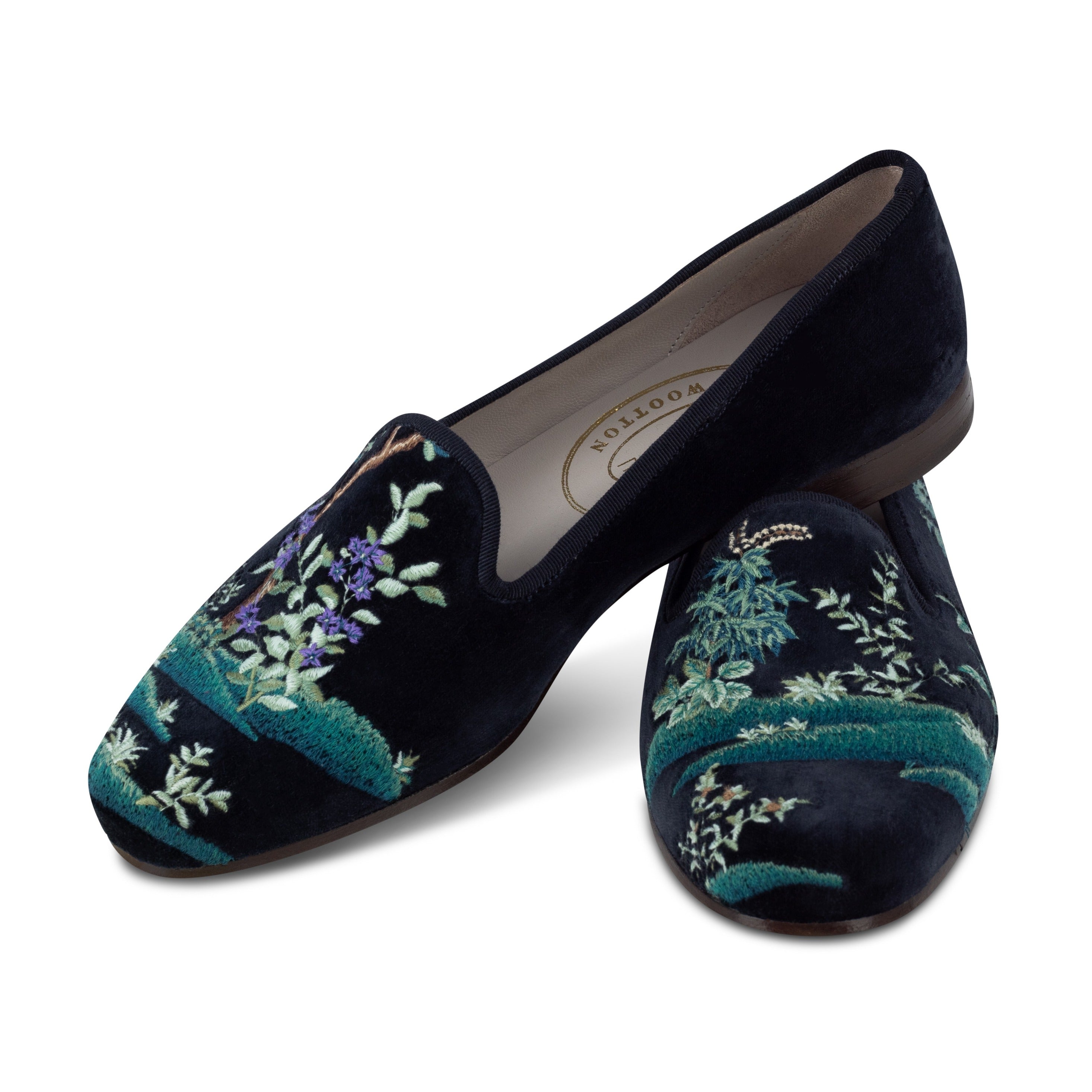 Midnight Grove Navy Velvet Slipper