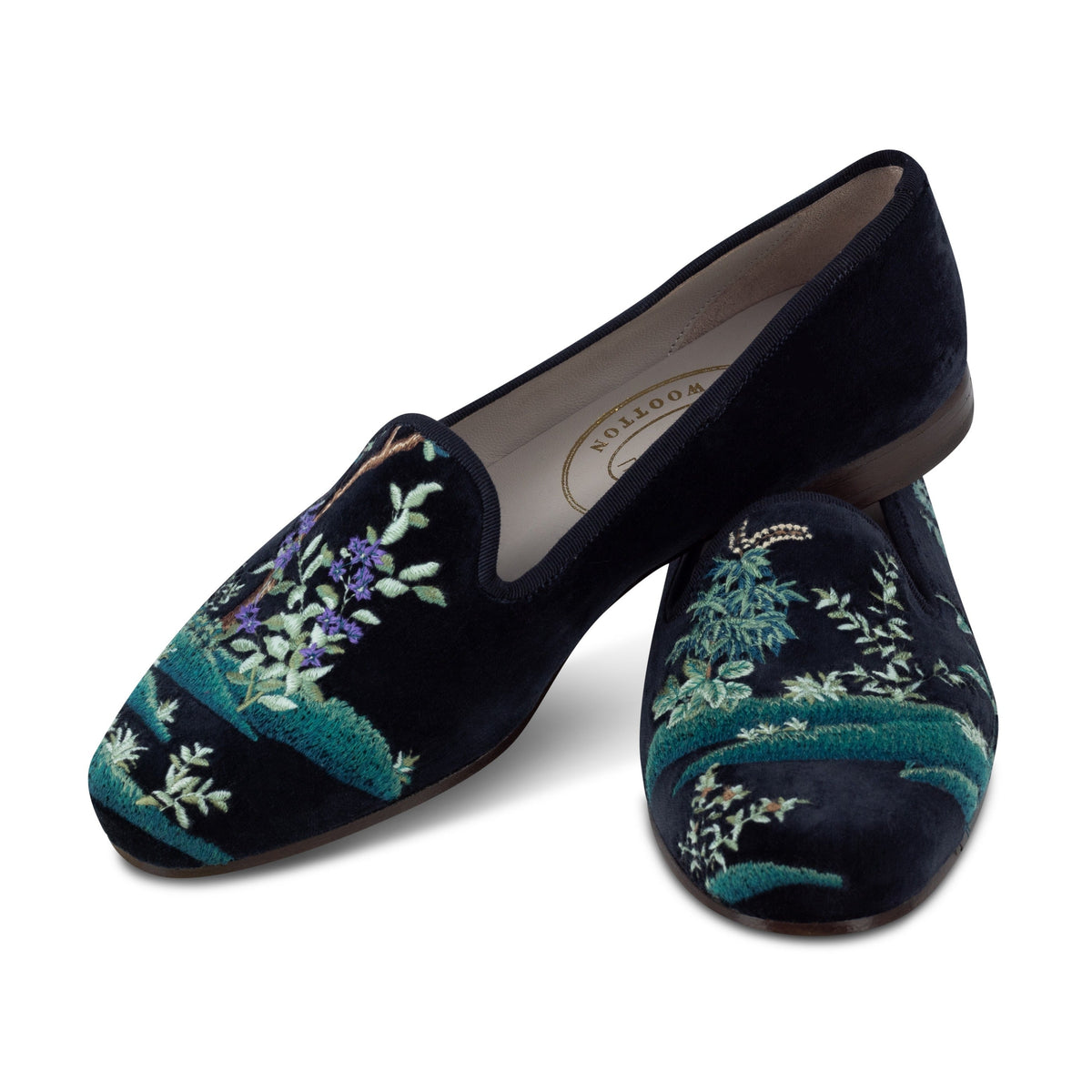 Midnight Grove Navy Velvet Slipper
