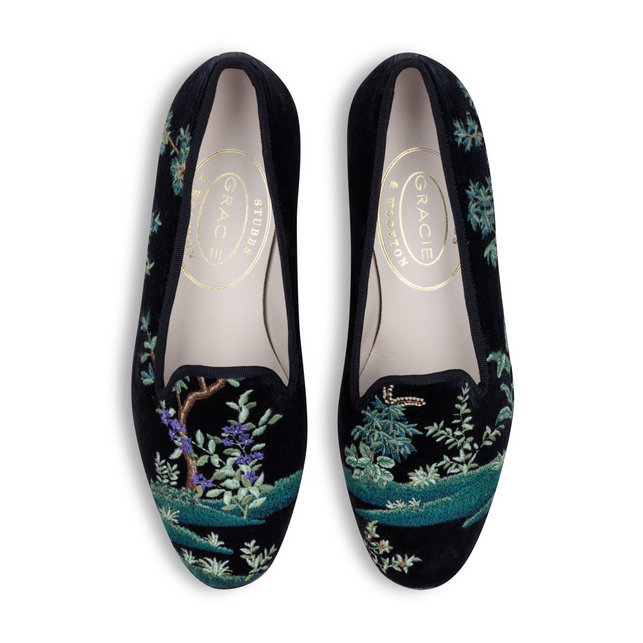 Midnight Grove Navy Velvet Slipper
