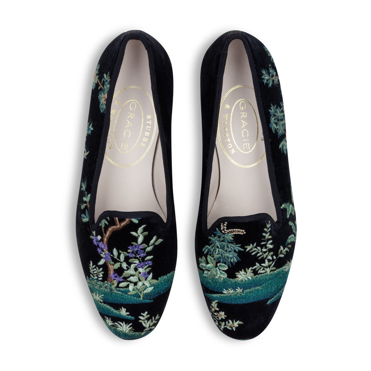 Midnight Grove Navy Velvet Slipper