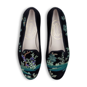 Midnight Grove Navy Velvet Slipper