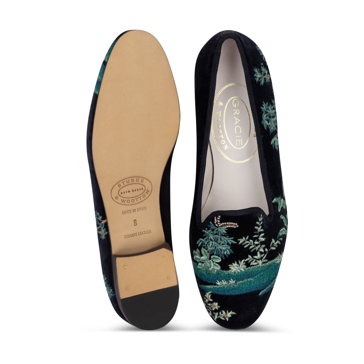 Midnight Grove Navy Velvet Slipper