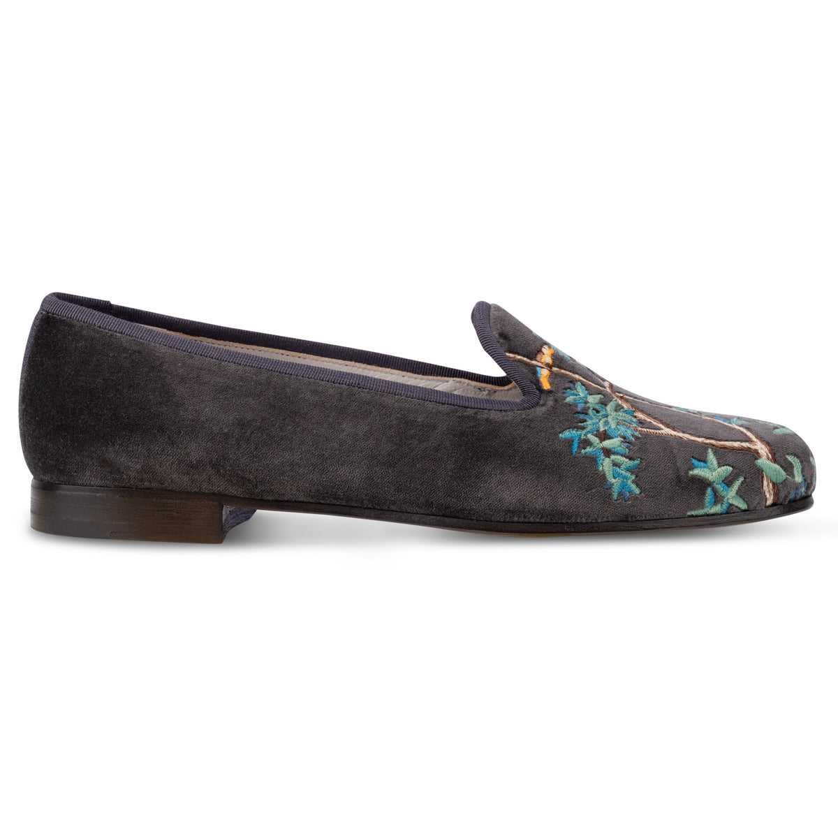 Winter Garden Charcoal Velvet Slipper