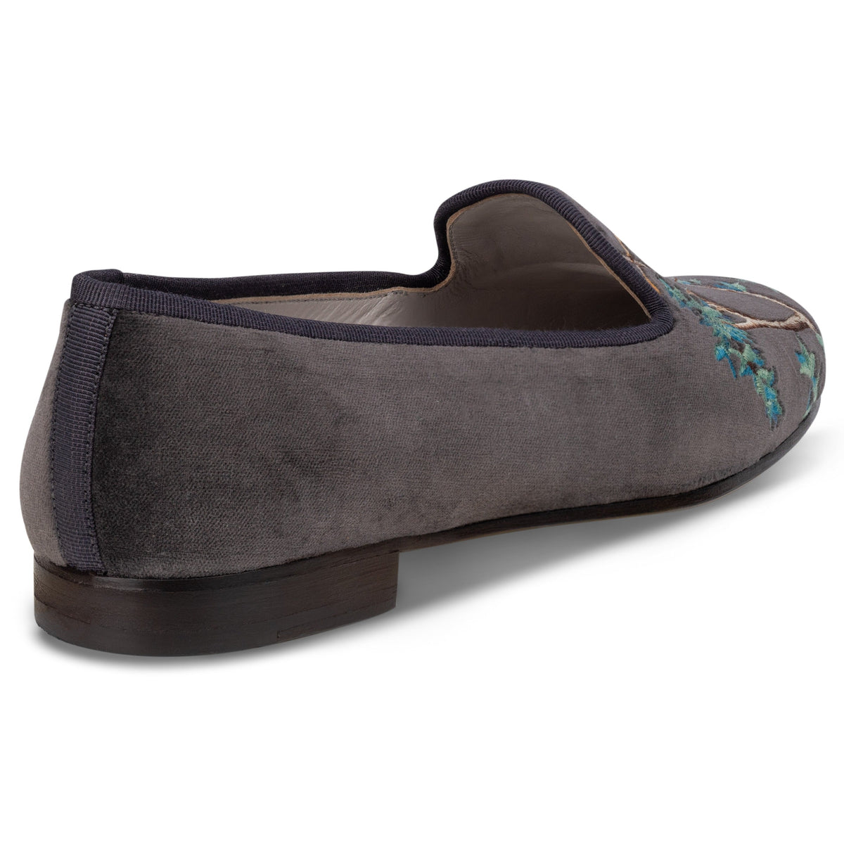 Winter Garden Charcoal Velvet Slipper