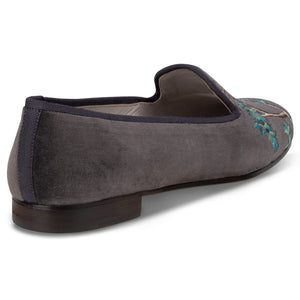 Winter Garden Charcoal Velvet Slipper