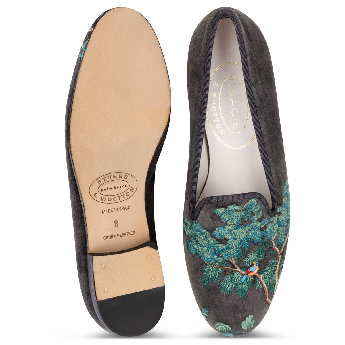 Winter Garden Charcoal Velvet Slipper