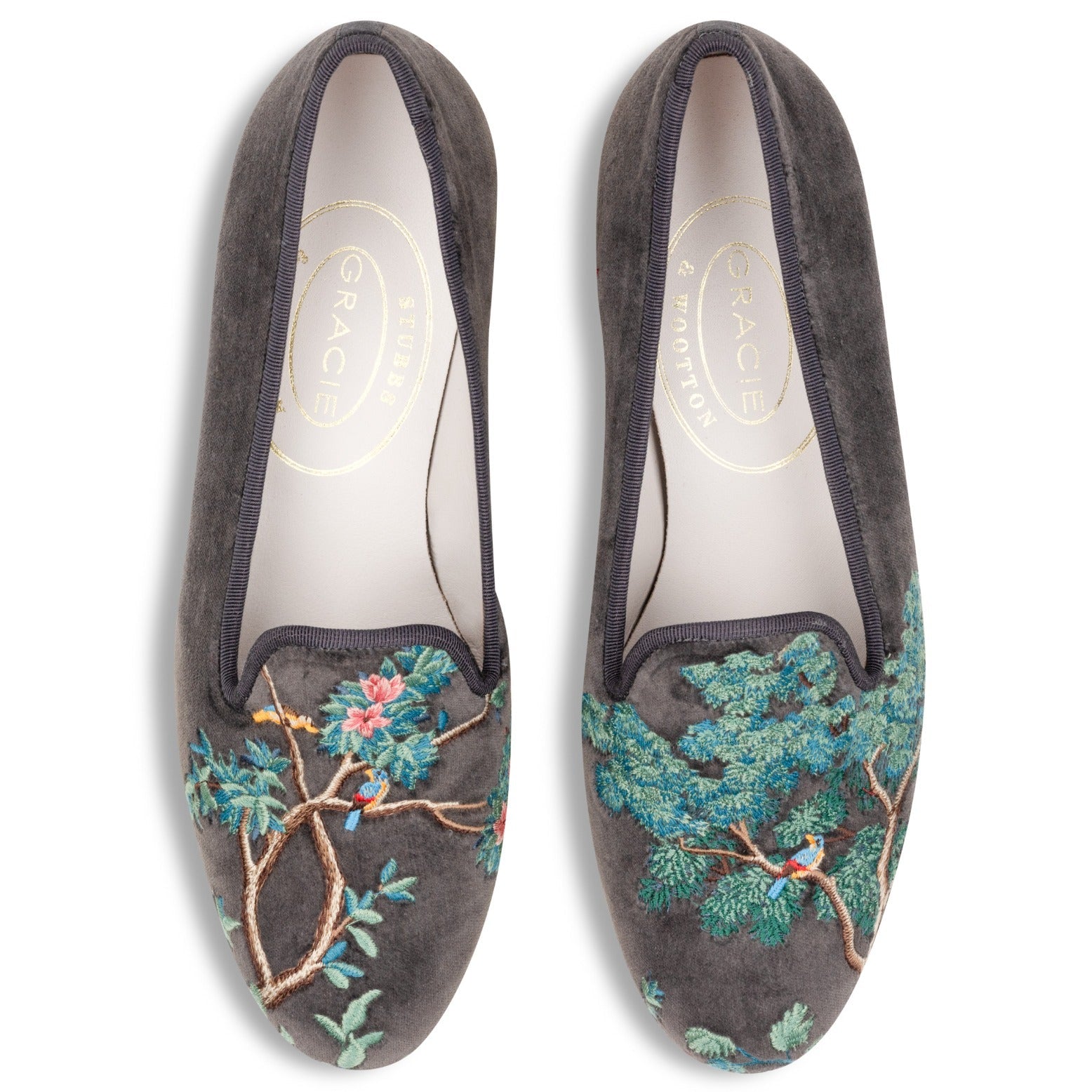 Winter Garden Charcoal Velvet Slipper