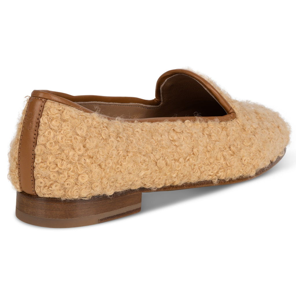 Our Teddy Oatmeal Bouclé Slipper (Women) item is photographed here against a white background.