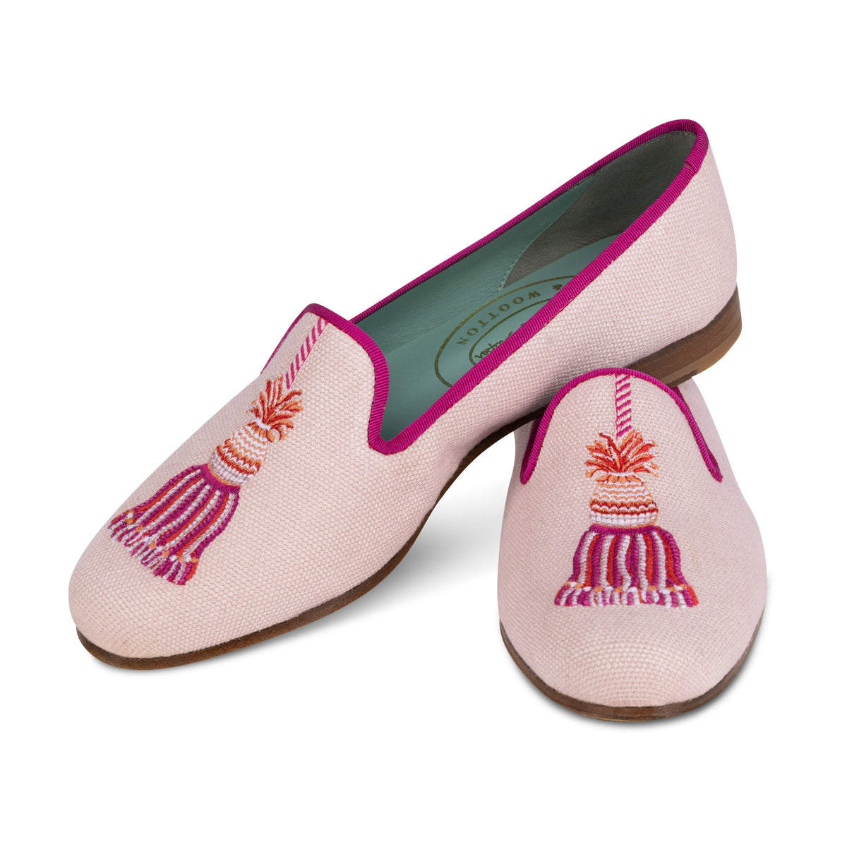 Tassel Blush Linen Slippper