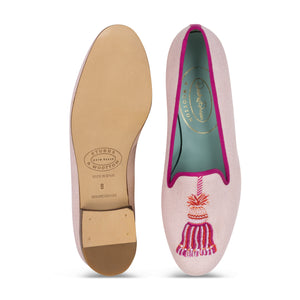 Tassel Blush Linen Slippper