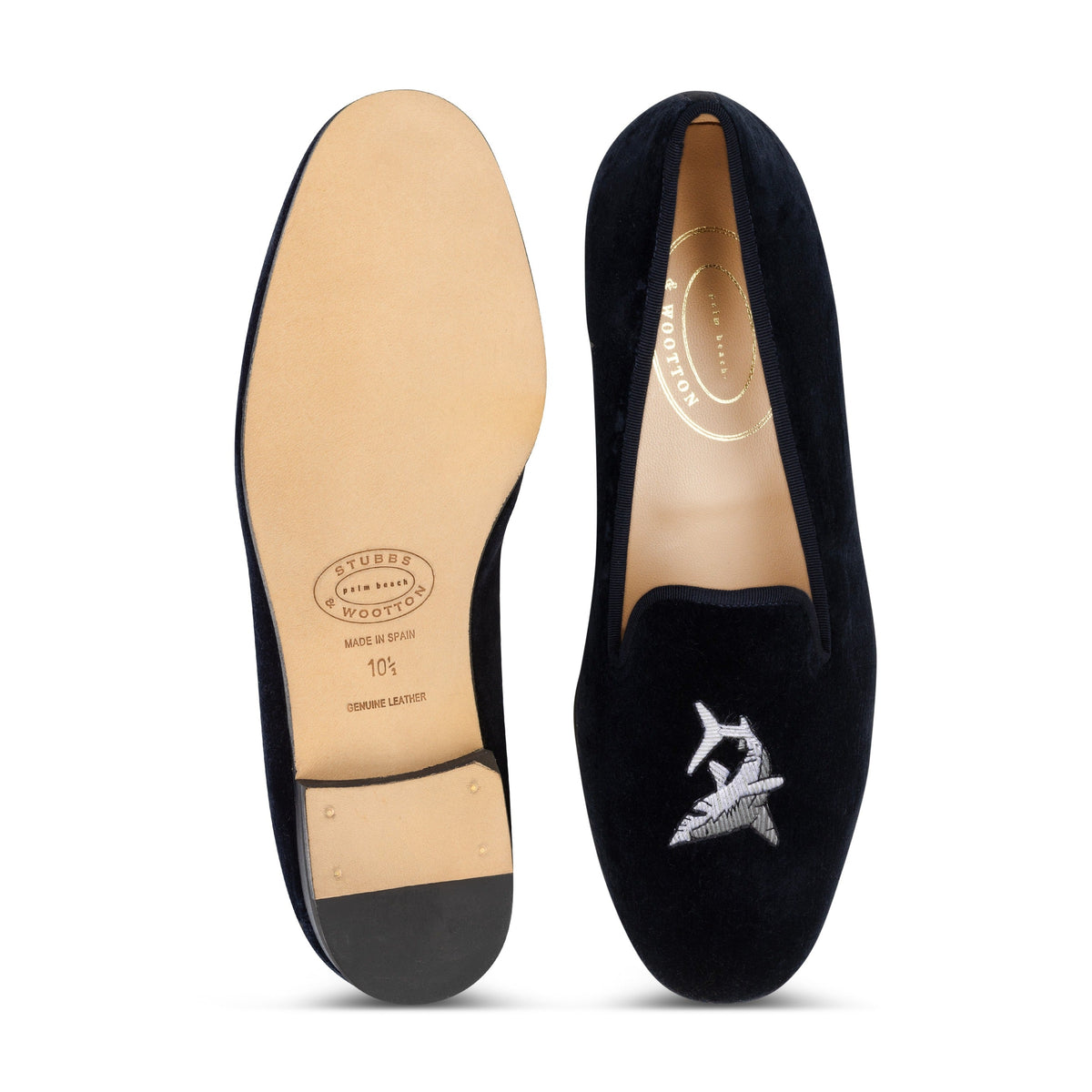 Men's Shark Navy Velvet Slipper