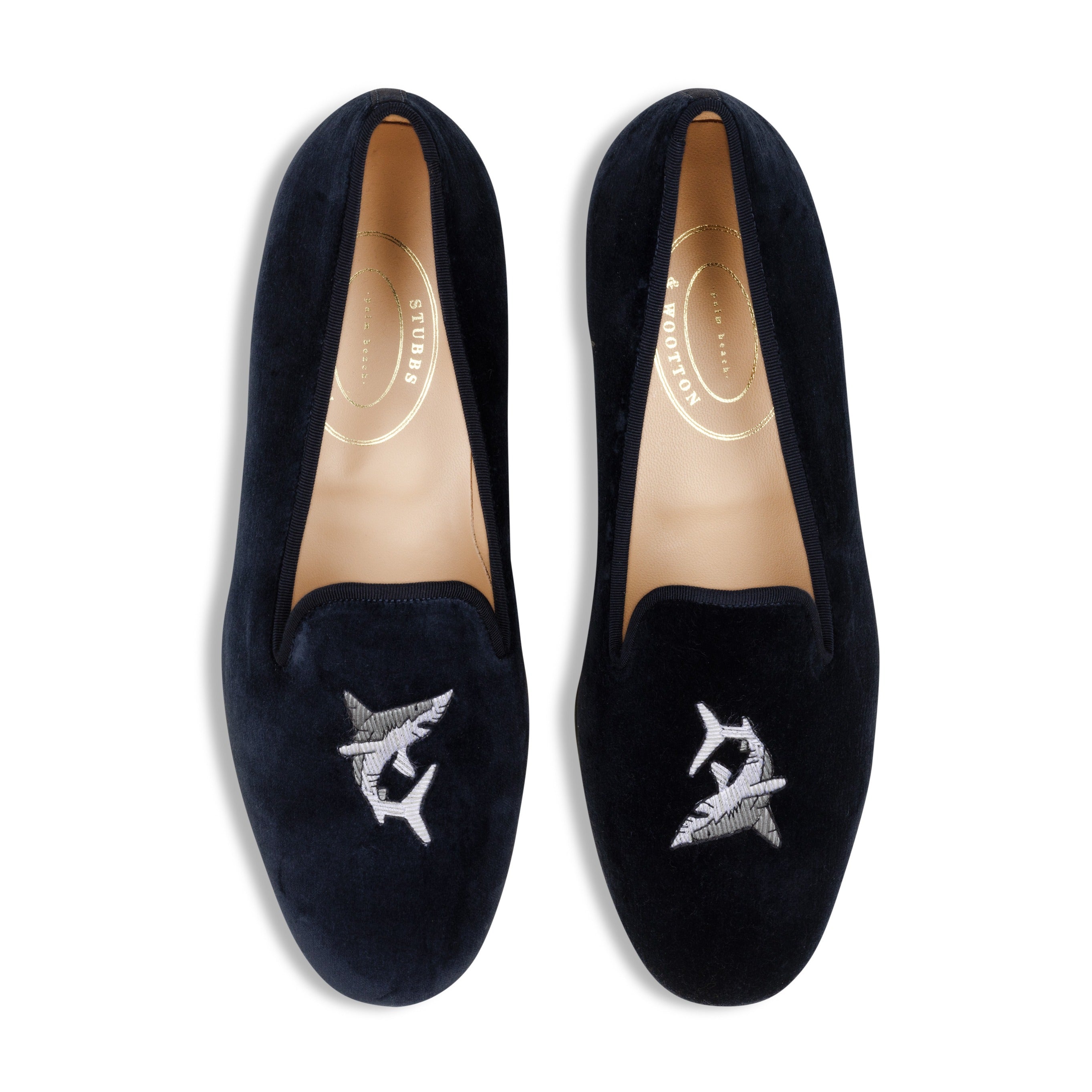Men's Shark Navy Velvet Slipper