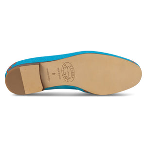 Fleurs Turquoise Linen Slipper