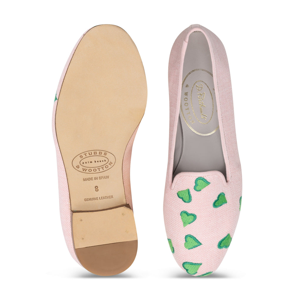 Hearts Bloom Linen Slipper