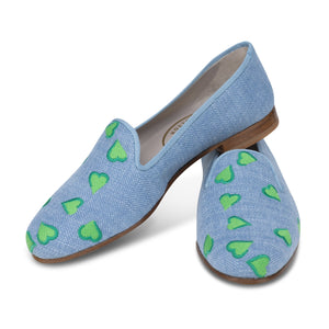 Hearts Chambray Linen Slipper