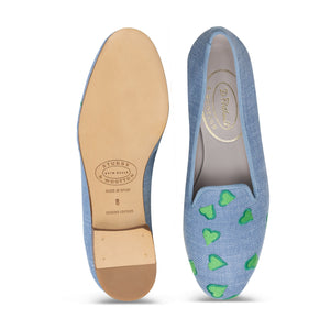 Hearts Chambray Linen Slipper