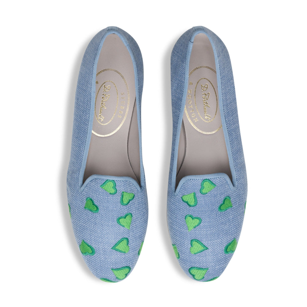 Hearts Chambray Linen Slipper