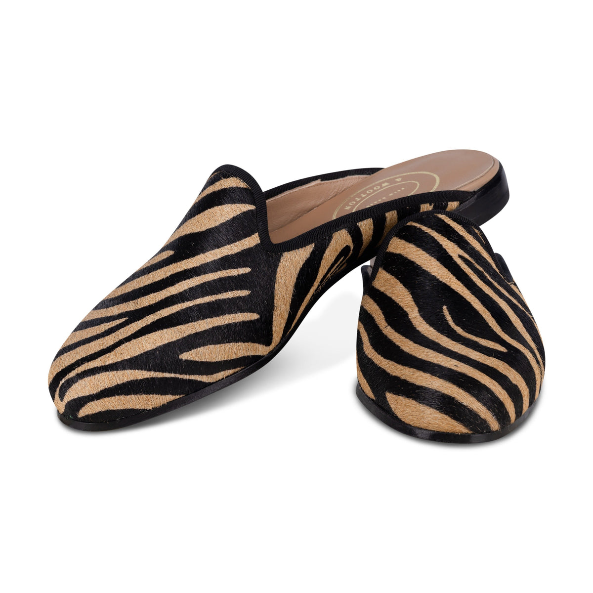 Our Stripes Camel Leather Mule (Woman) item is photographed here against a white background.