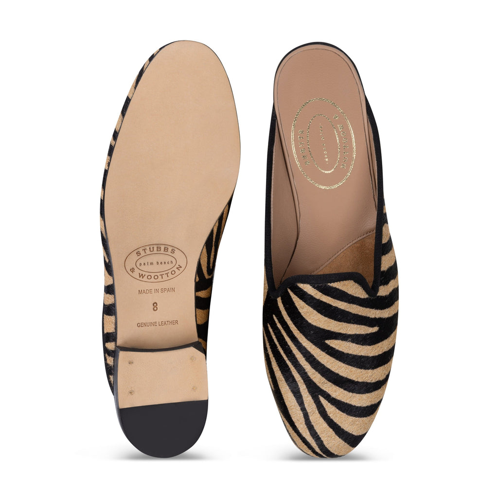 Our Stripes Camel Leather Mule (Woman) item is photographed here against a white background.