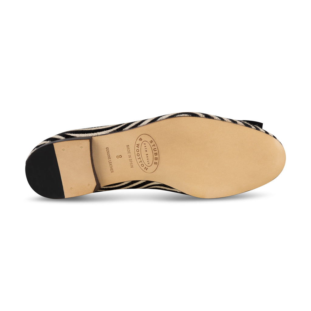 Our Stripes Noir Leather Ballerina (Woman) item is photographed here against a white background.
