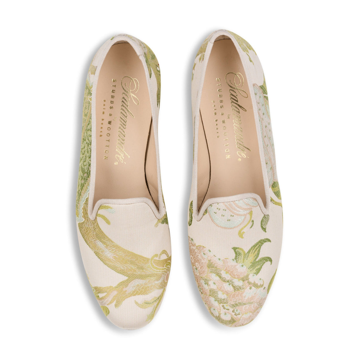 Our Jardin Ivory Silk Slipper (Woman) item is photographed here against a white background.