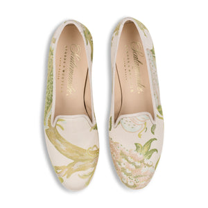 Our Jardin Ivory Silk Slipper (Woman) item is photographed here against a white background.